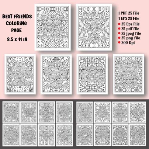 Best Friends Quotes Coloring Page for Adults KDP cover image.