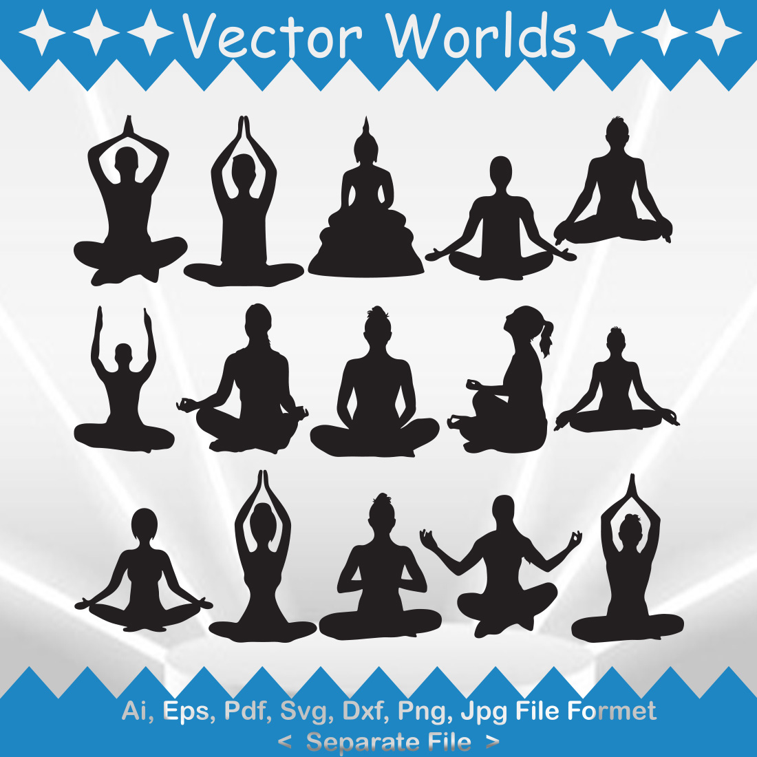 Meditation Yoga SVG Vector Design preview image.