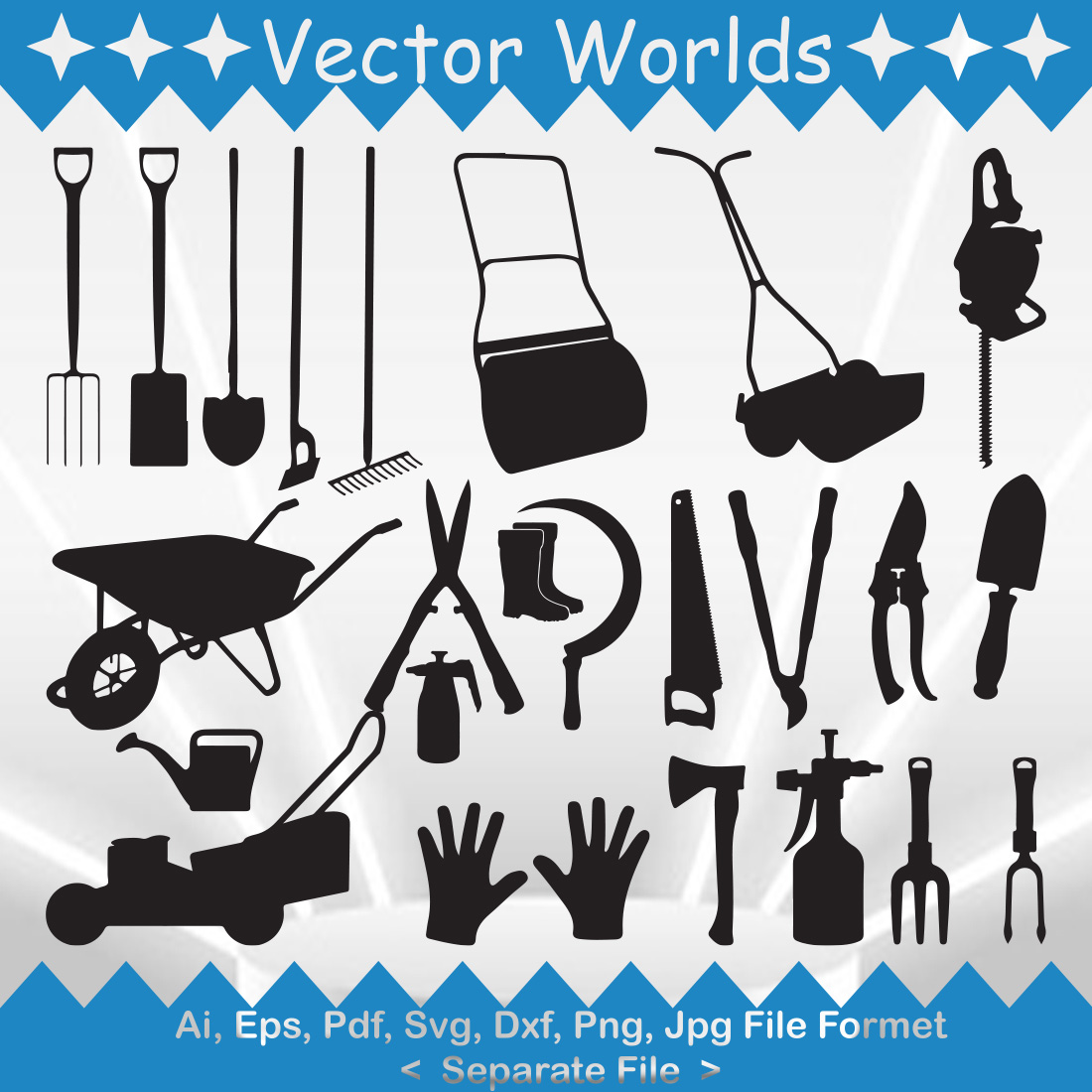 Landscaping Equipment SVG Vector Design preview image.