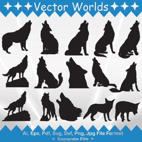 Howling Wolf SVG Vector Design cover image.