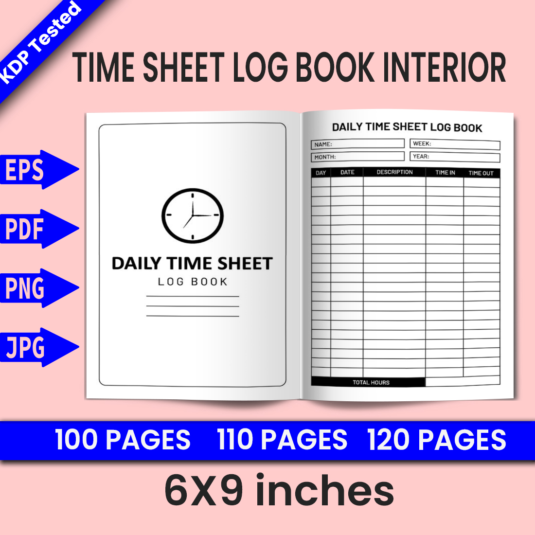 Daily Time Sheet Log Book - KDP Interior cover image.