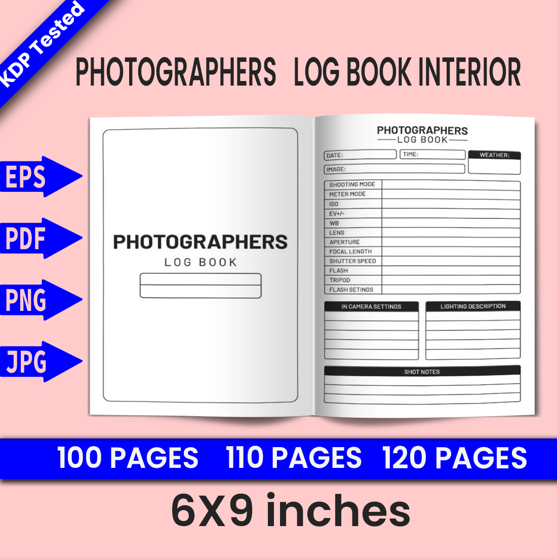 Photographers Log Book - KDP Interior cover image.