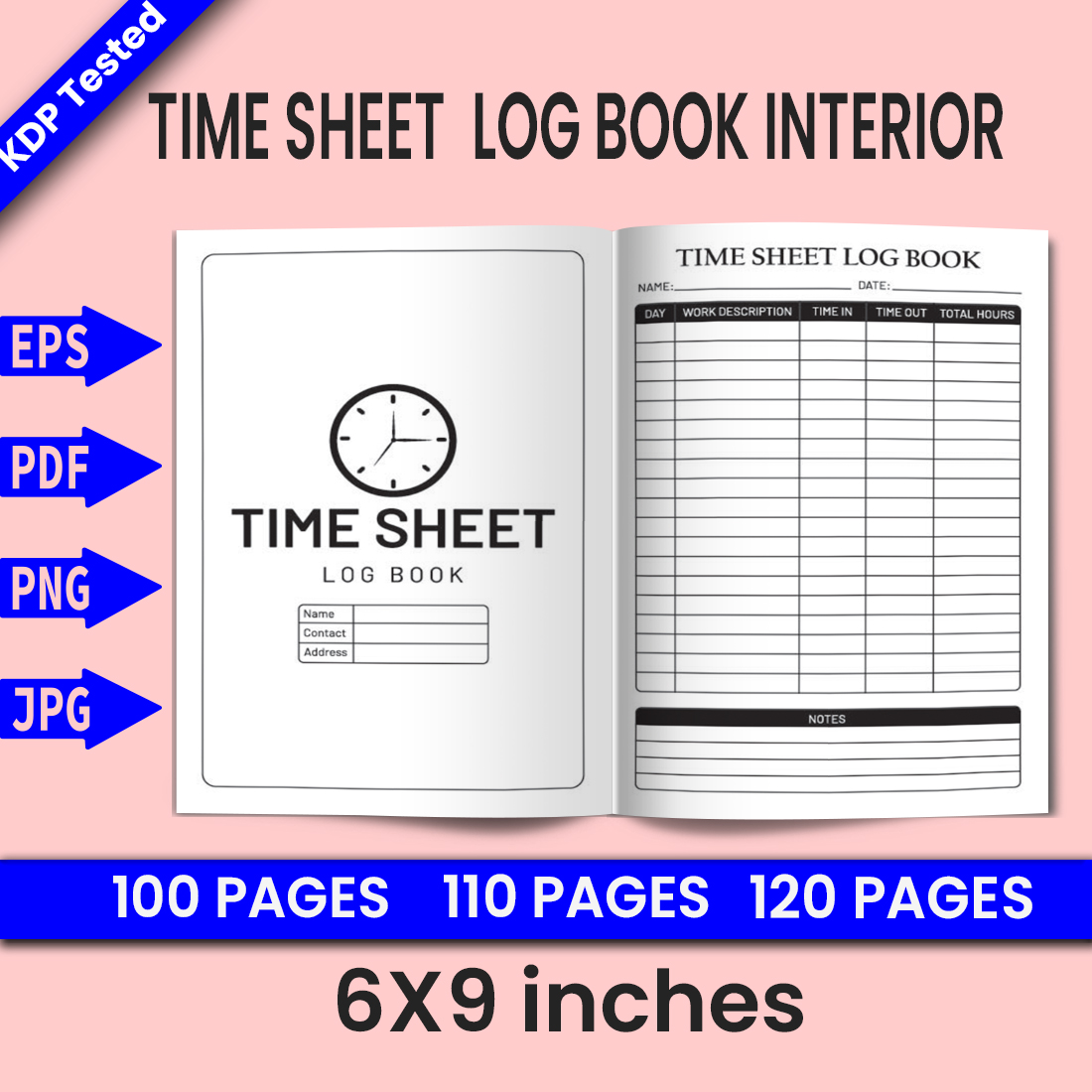 Time Sheet Log Book - KDP Interior cover image.