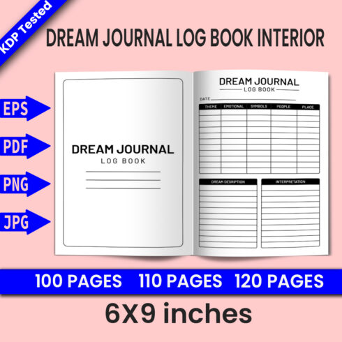 Dream Journal Log Book - KDP Interior cover image.