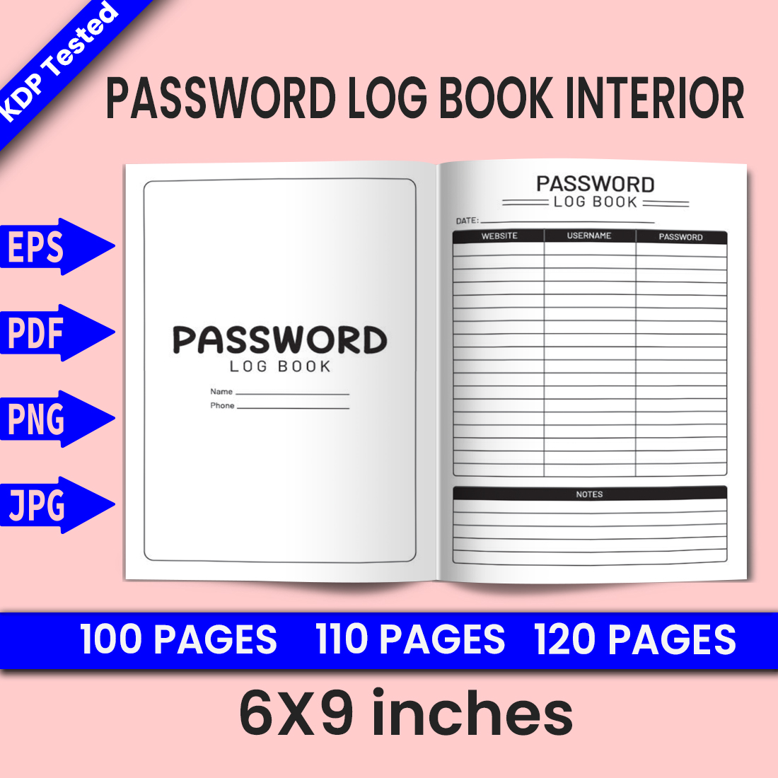 Password Log Book - KDP Interior cover image.