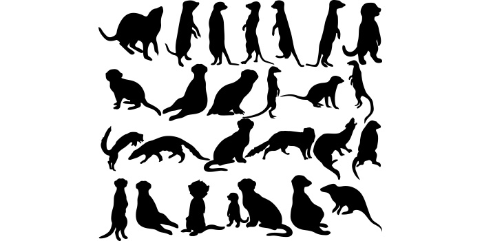 Set of dog silhouettes on a white background.