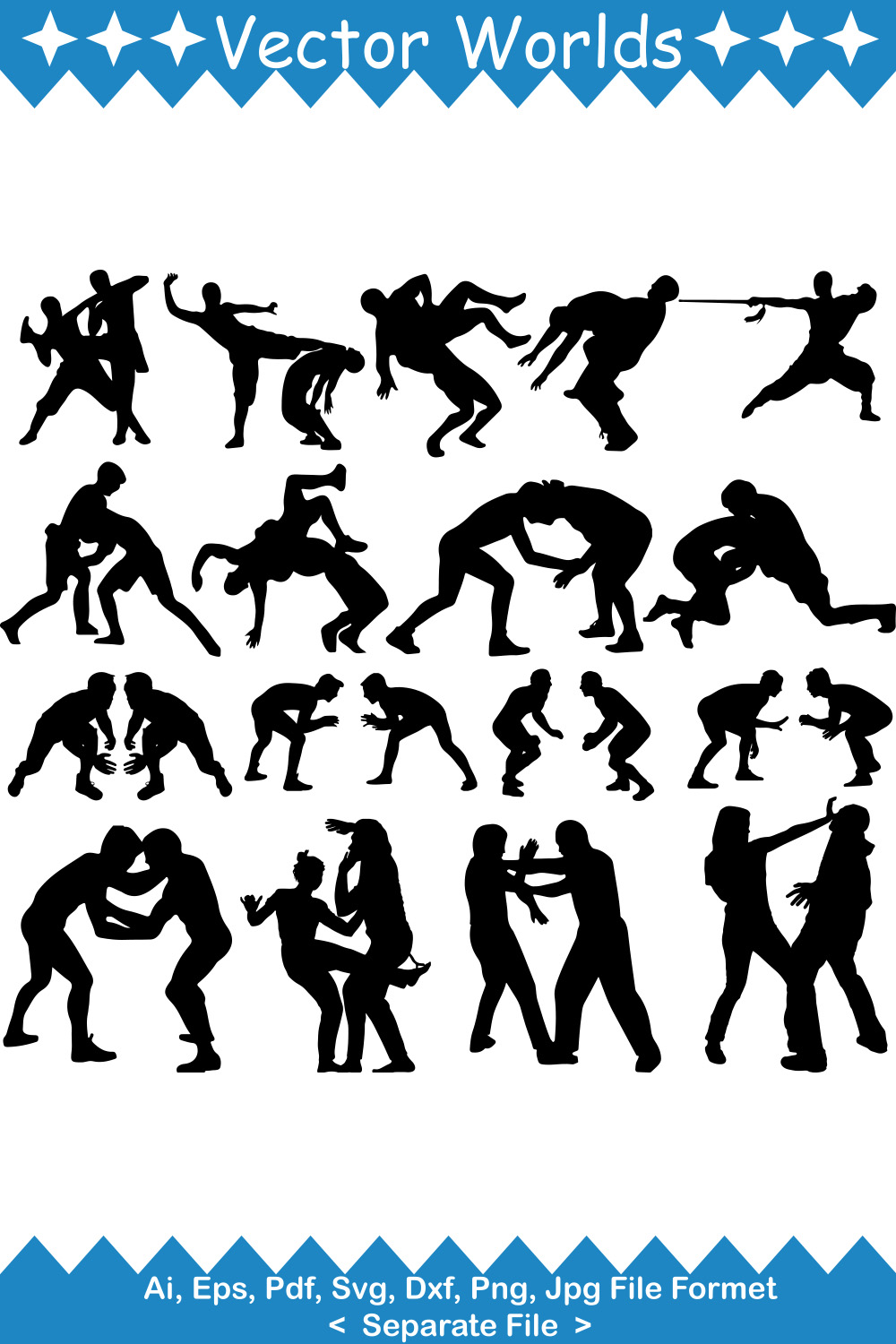 Kung Fu Figth SVG Vector Design pinterest preview image.