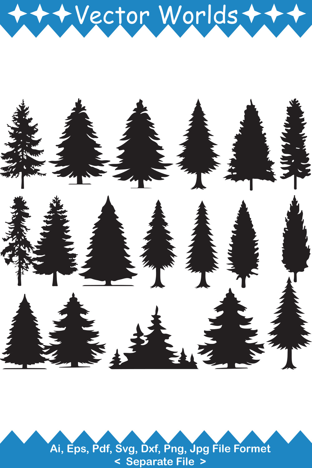 Pine Tree SVG Vector Design pinterest preview image.