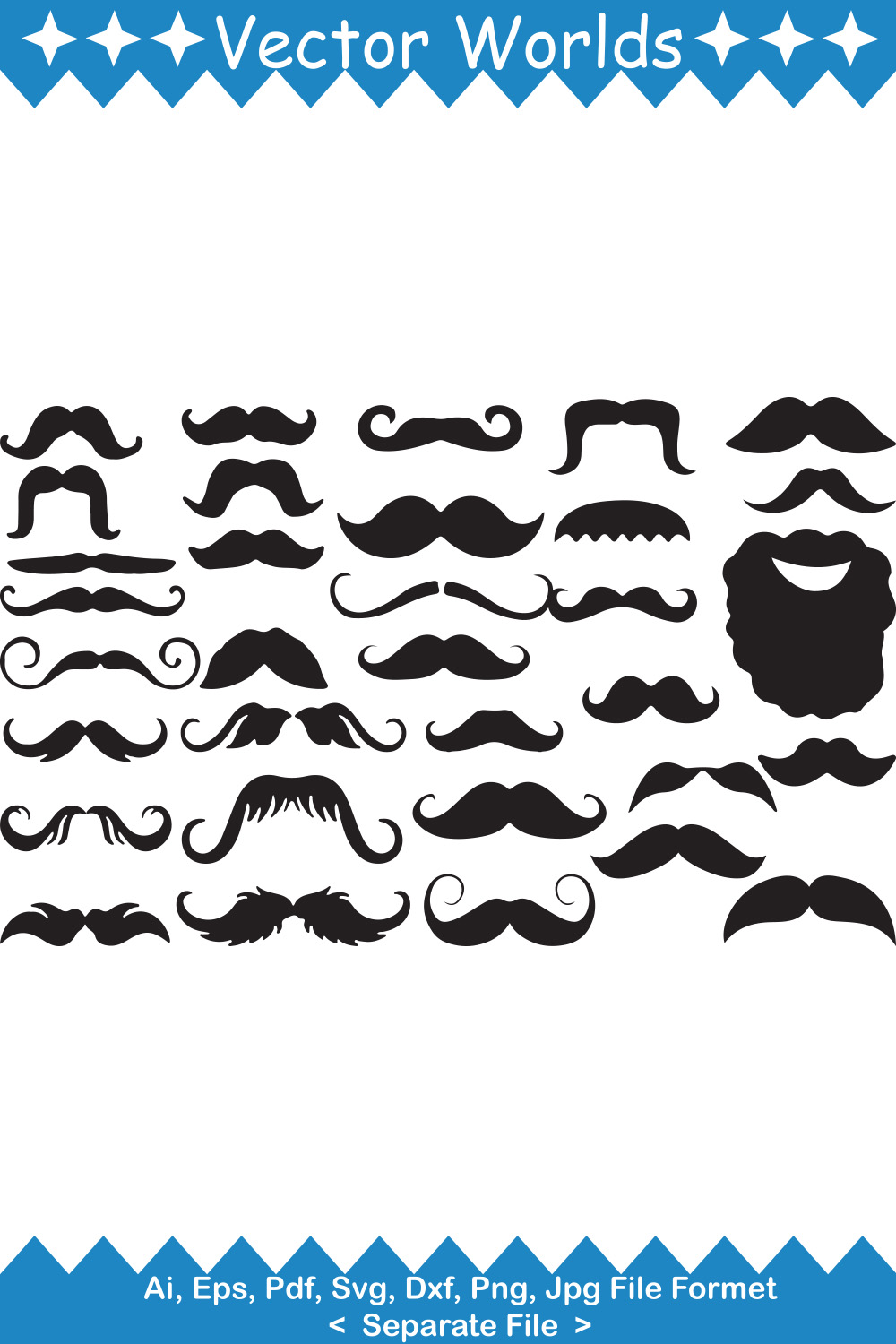 Mustache SVG Vector Design pinterest preview image.