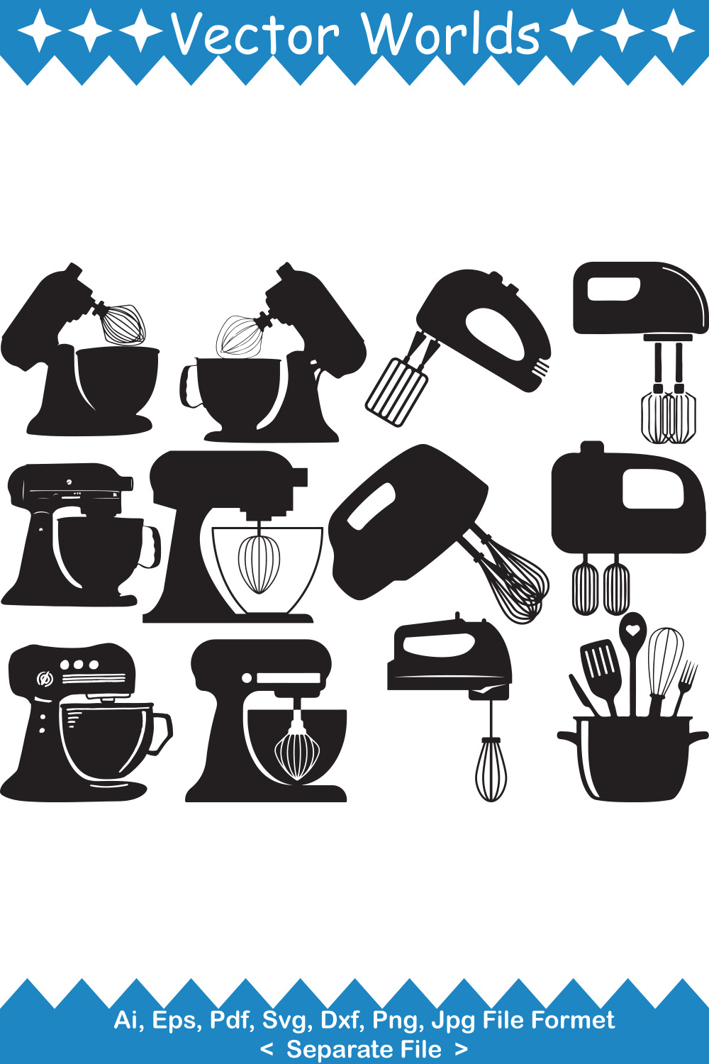 Kitchen Mixer SVG Vector Design pinterest preview image.