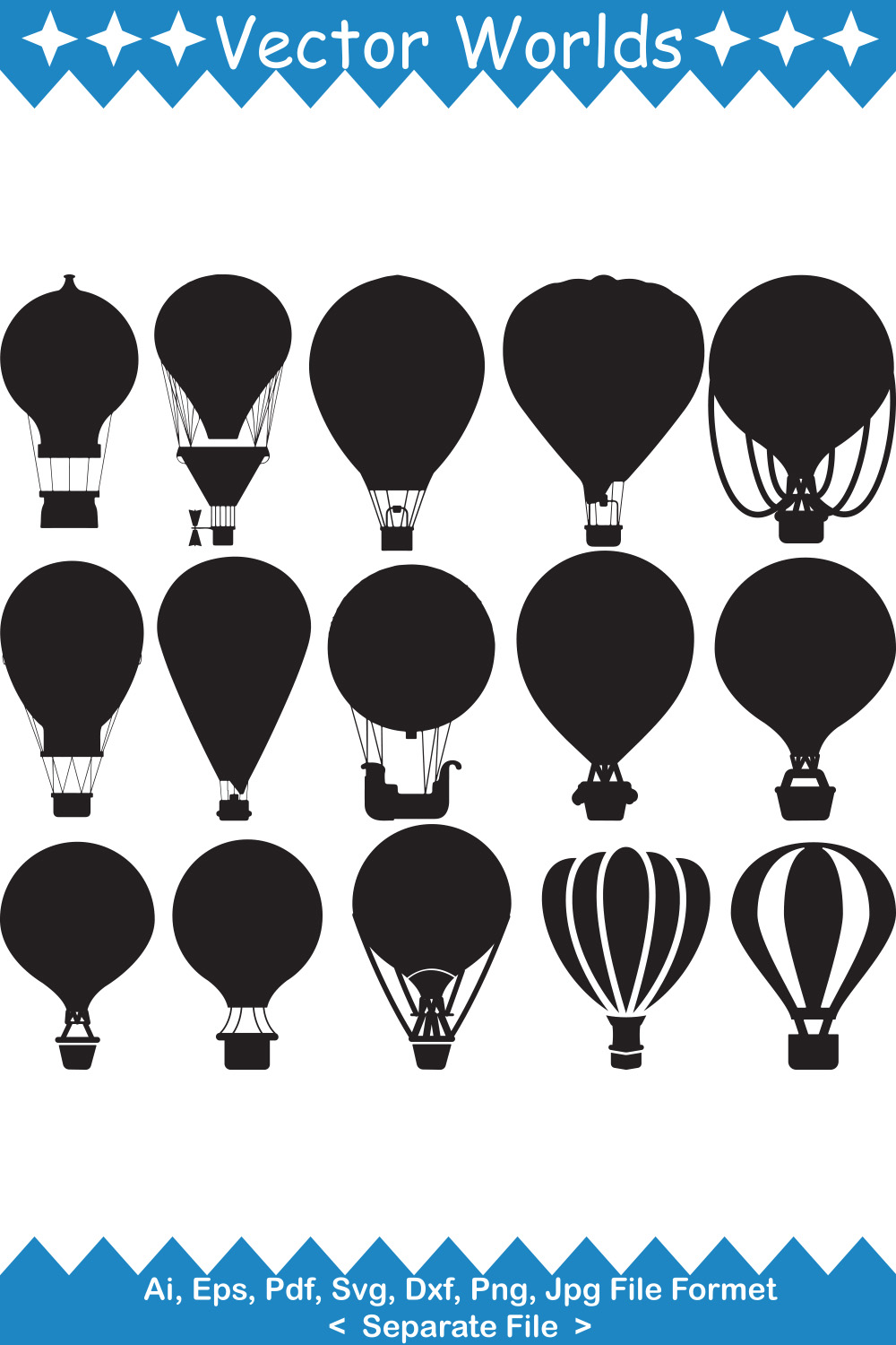 Hot Air Balloon SVG Vector Design pinterest preview image.