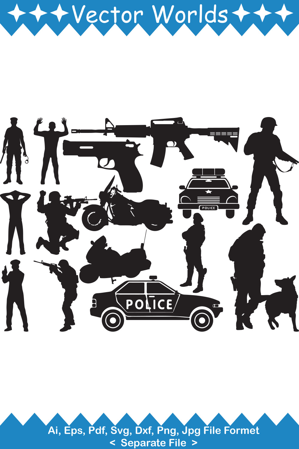 Police SVG Vector Design pinterest preview image.