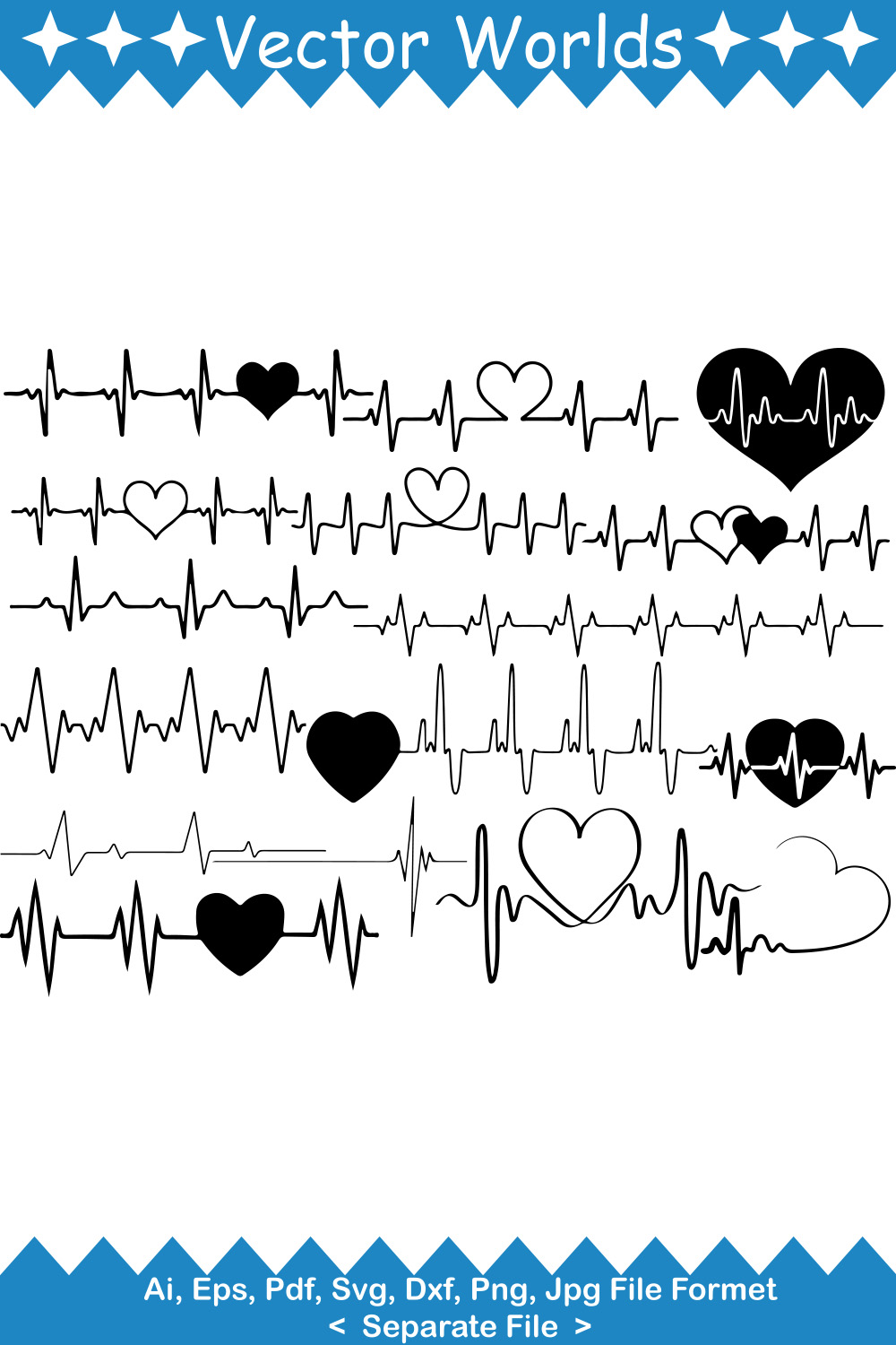 Heartbeat SVG Vector Design pinterest preview image.