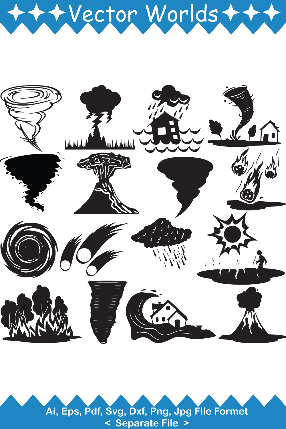 Natural Disasters SVG Vector Design pinterest preview image.