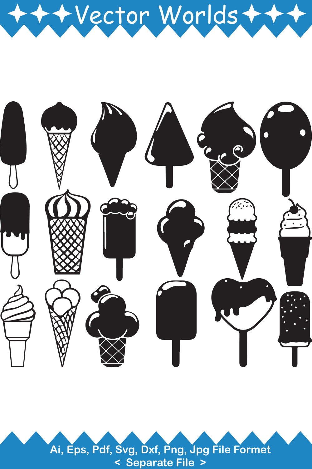 Ice Cream SVG Vector Design pinterest preview image.