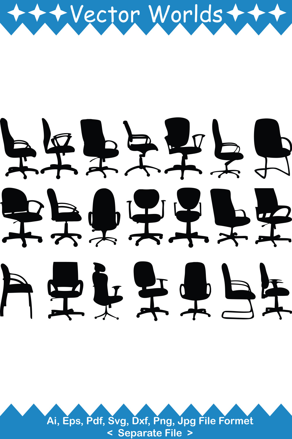 Office Chair SVG Vector Design pinterest preview image.