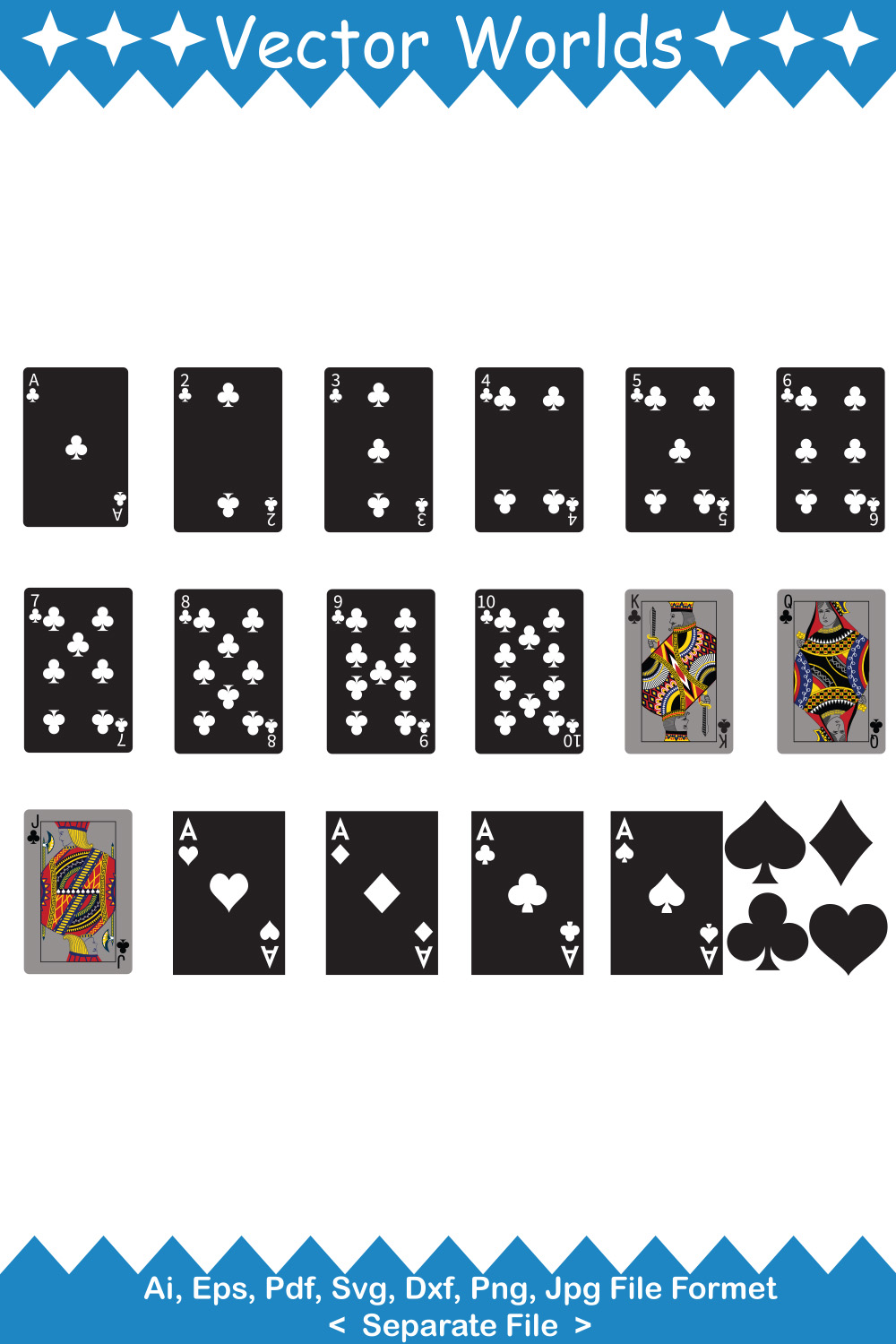 Playing Cards SVG Vector Design pinterest preview image.