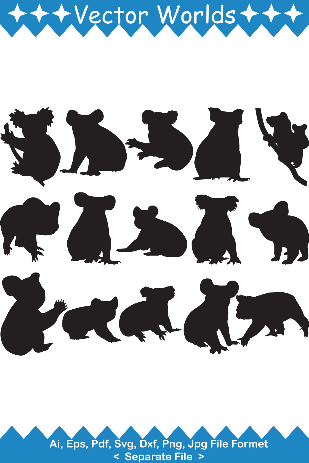 Set of silhouettes of different animals.