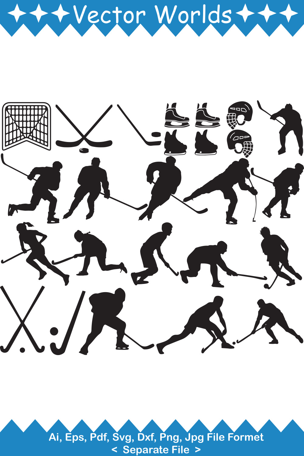 Hockey SVG Vector Design pinterest preview image.