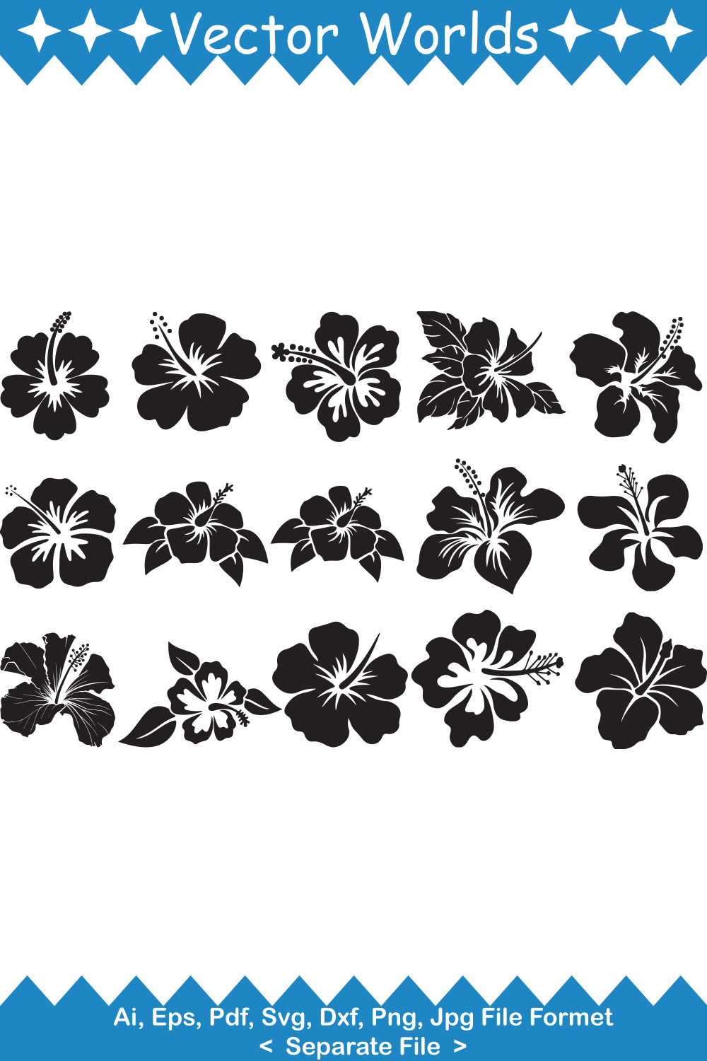 Hibiscus SVG Vector Design pinterest preview image.