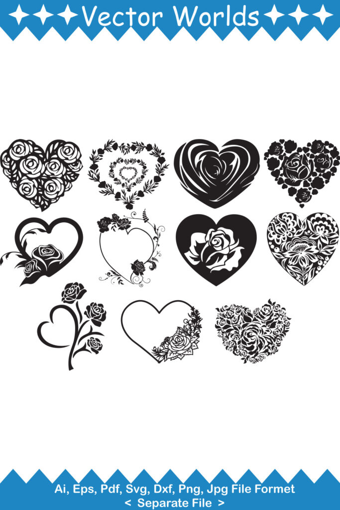 Heart Roses SVG Vector Design - MasterBundles