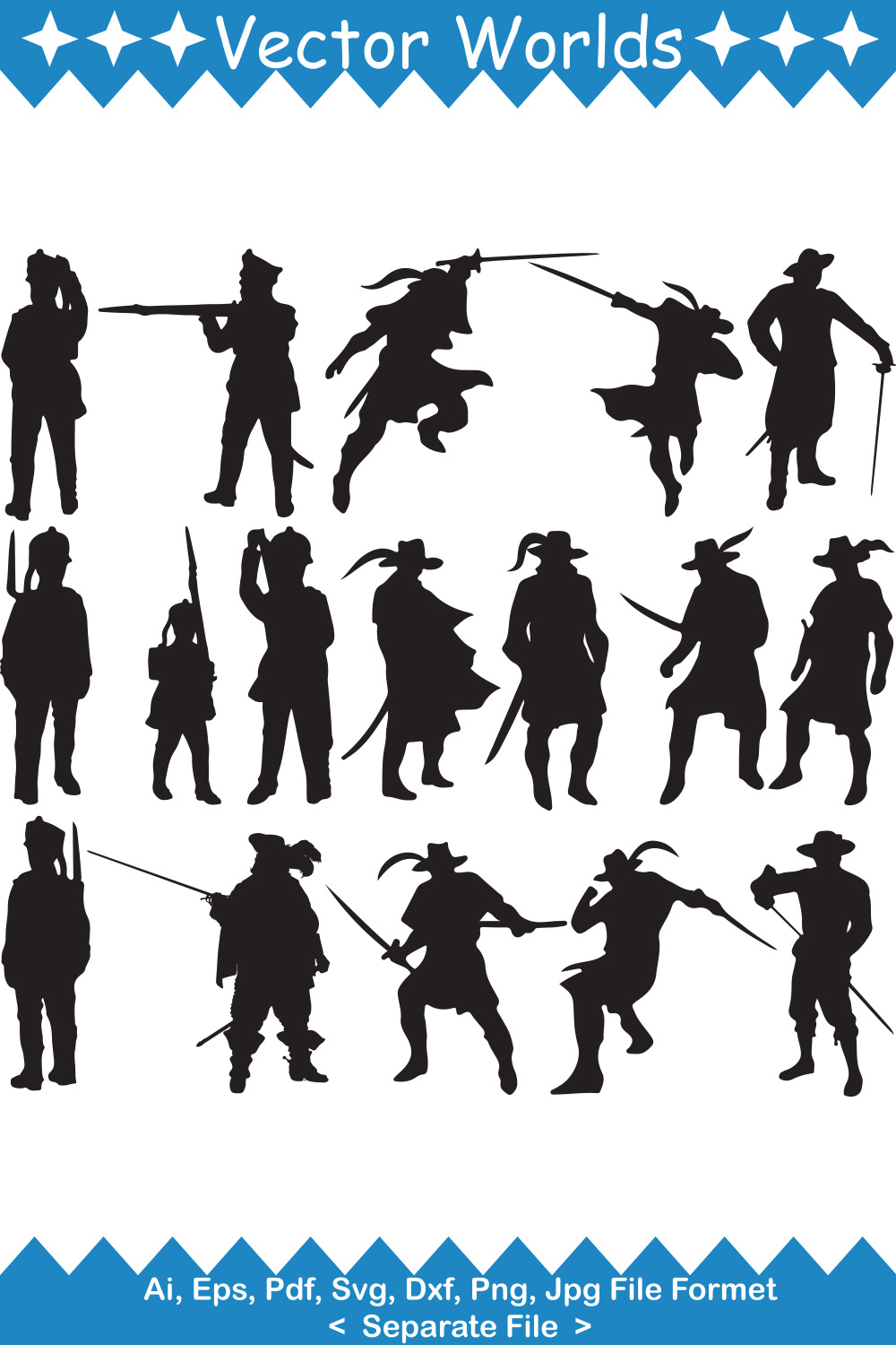 Musketeer SVG Vector Design pinterest preview image.