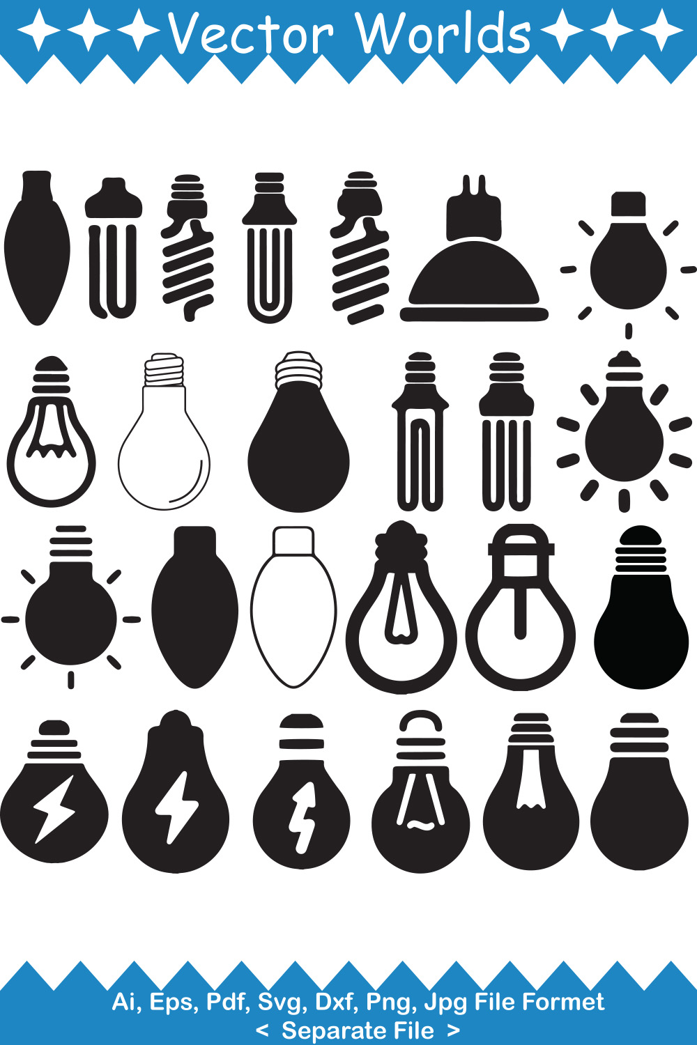 Light Bulb SVG Vector Design pinterest preview image.