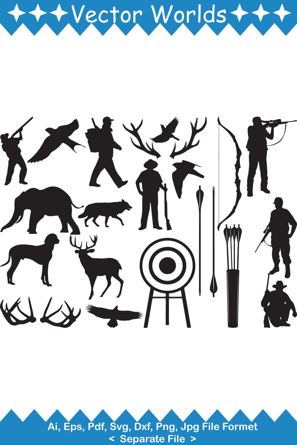 Hunting Equipment SVG Vector Design pinterest preview image.
