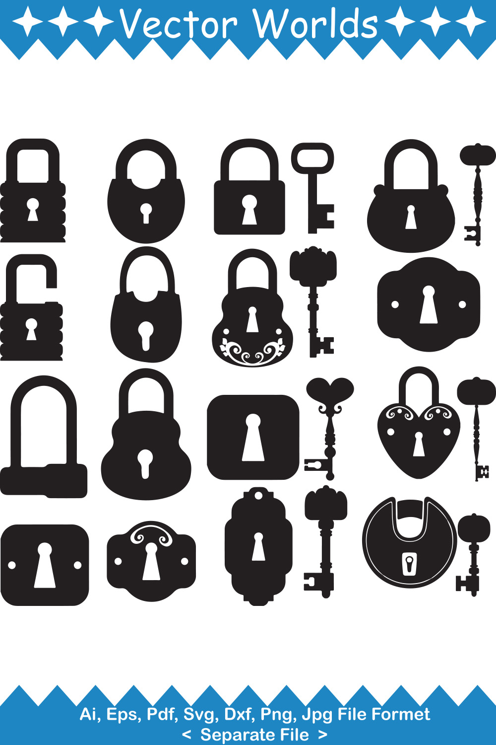 Lock Key SVG Vector Design pinterest preview image.