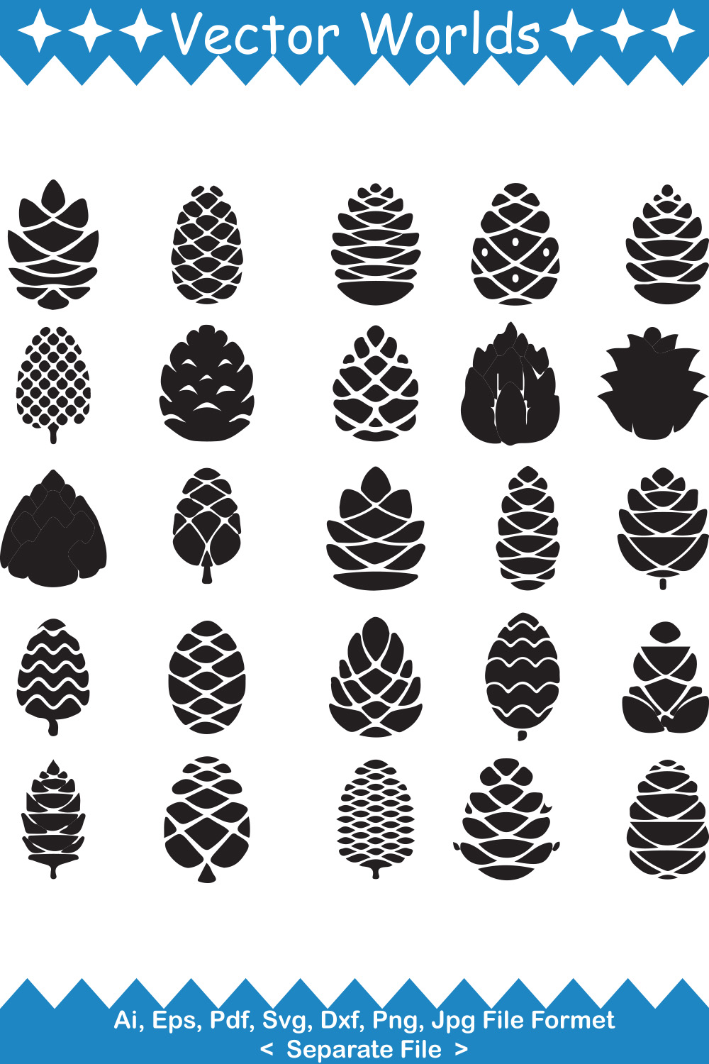 Pine Cones SVG Vector Design pinterest preview image.