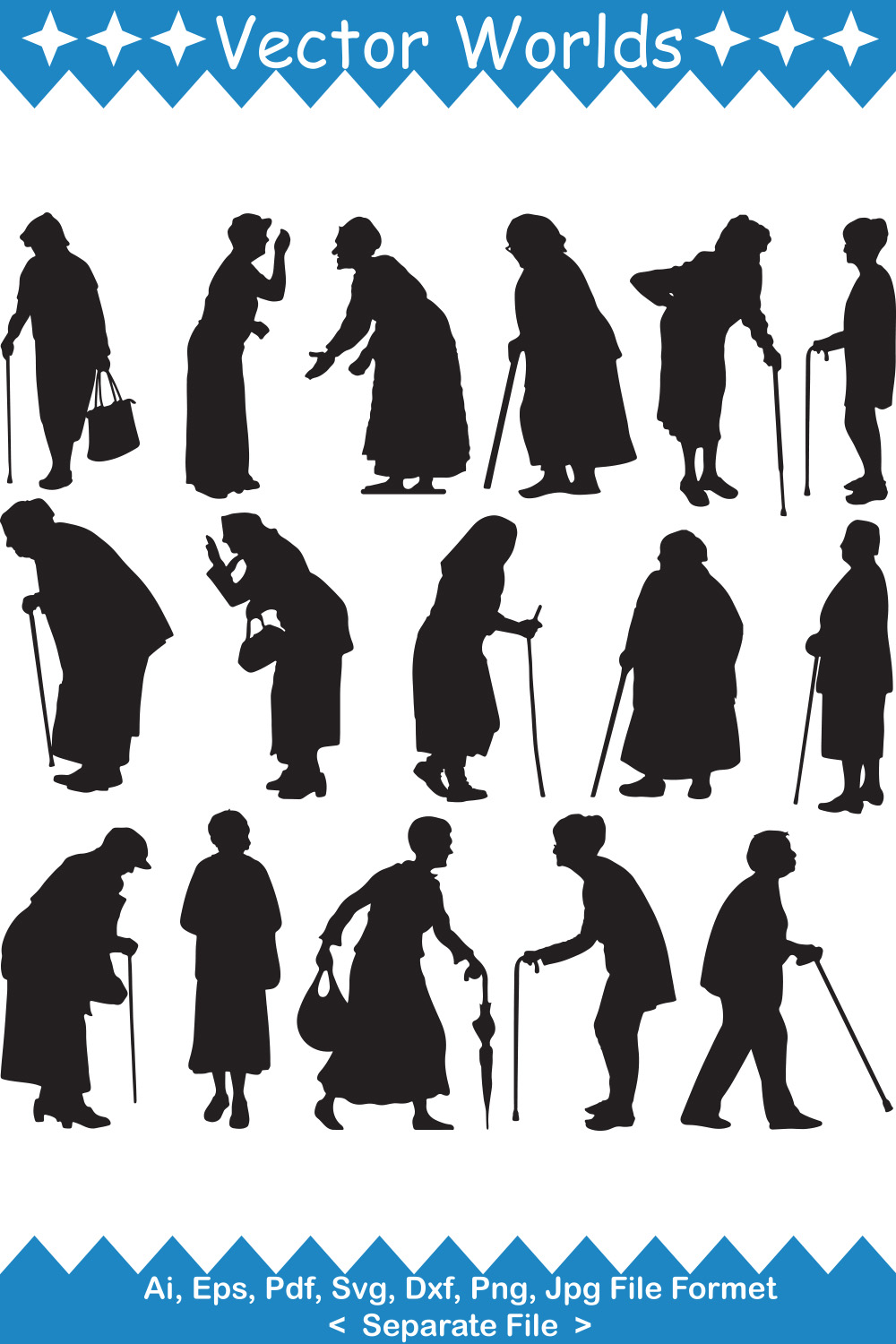 Old Woman SVG Vector Design pinterest preview image.