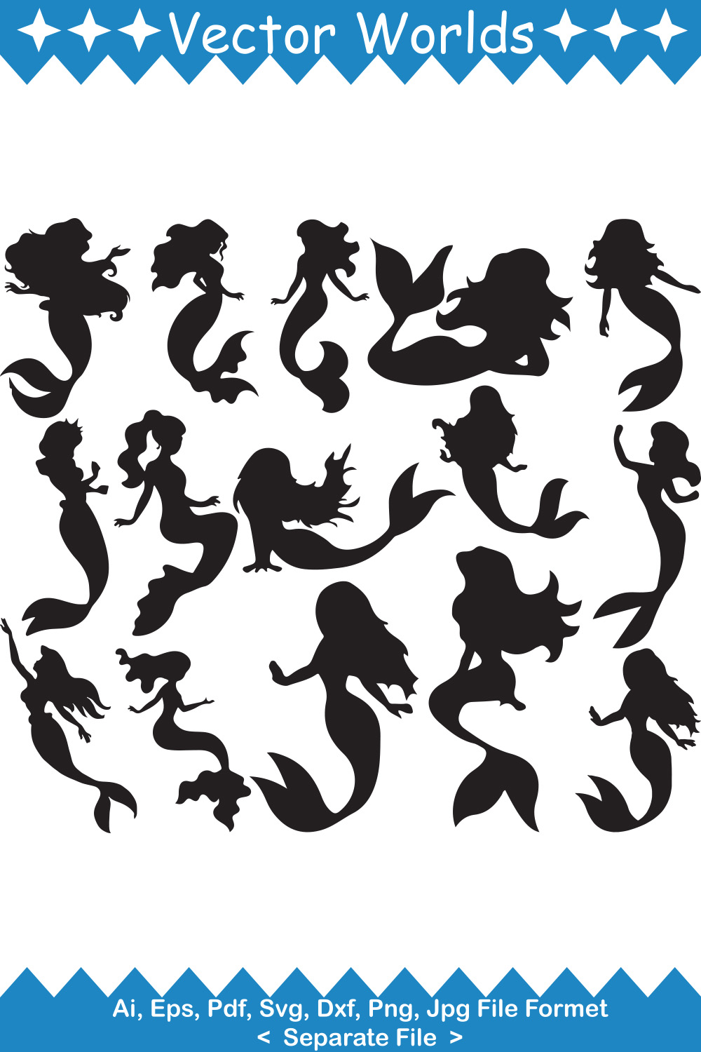 Little Mermaid SVG Vector Design pinterest preview image.