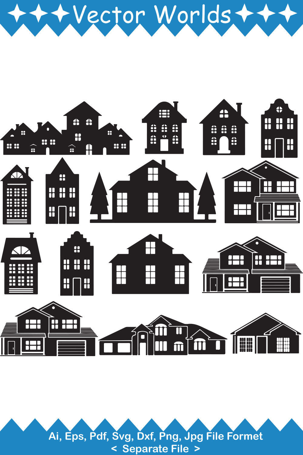 House SVG Vector Design pinterest preview image.