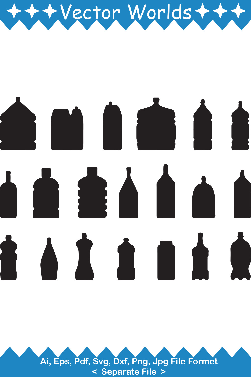 Plastic Bottle SVG Vector Design pinterest preview image.