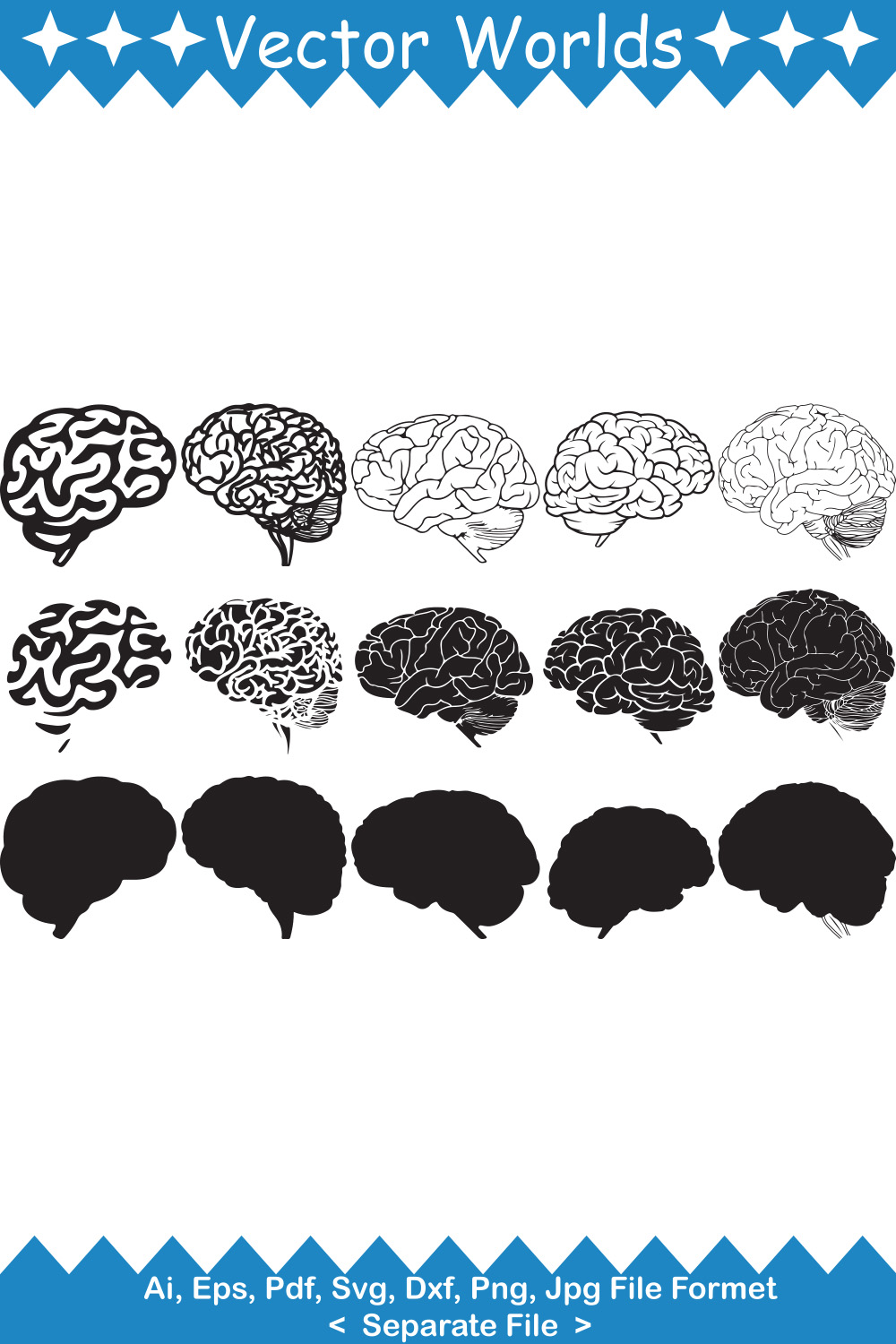Human Brain SVG Vector Design pinterest preview image.