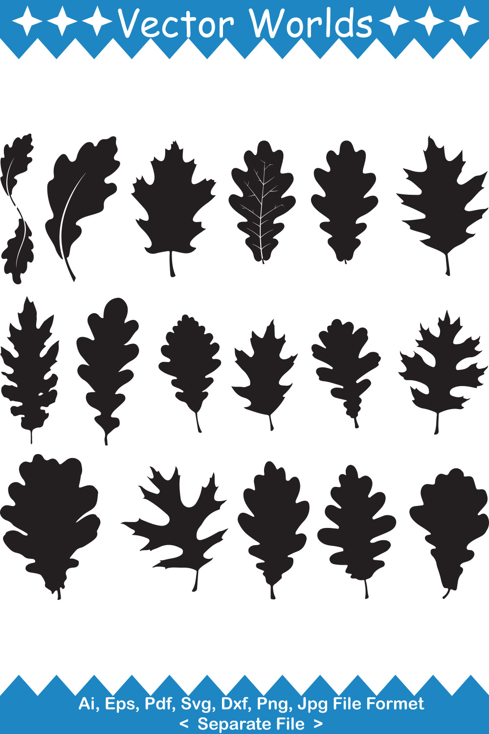 Oak Leaves SVG Vector Design pinterest preview image.