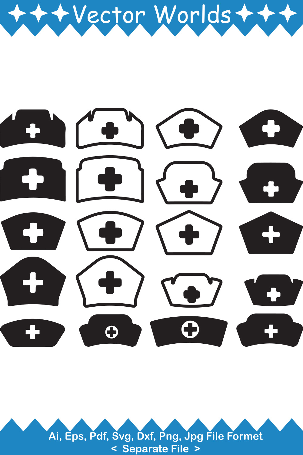 Nurse Hat SVG Vector Design pinterest preview image.