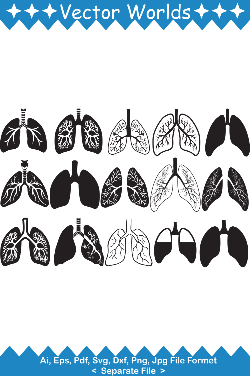 Human Lung SVG Vector Design pinterest preview image.