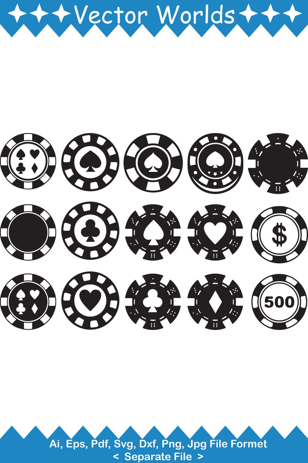 Poker Chip SVG Vector Design pinterest preview image.