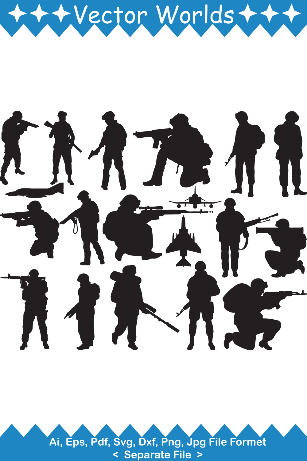 Isolated War SVG Vector Design pinterest preview image.