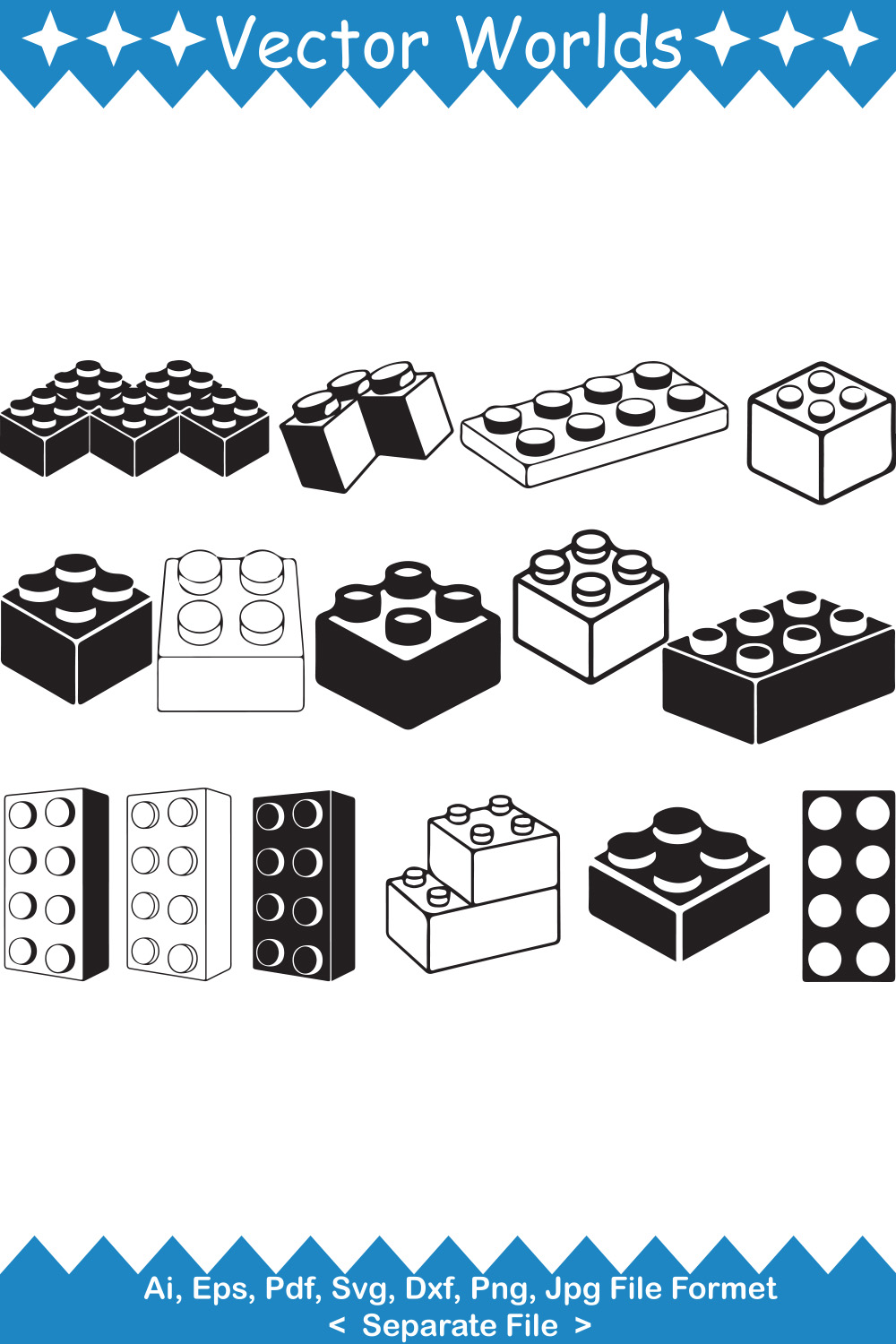 Lego bricks SVG Vector Design pinterest preview image.