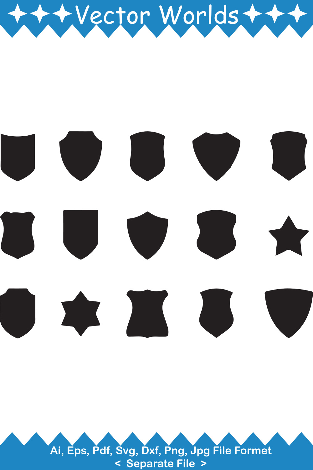 Police badge shape SVG Vector Design pinterest preview image.