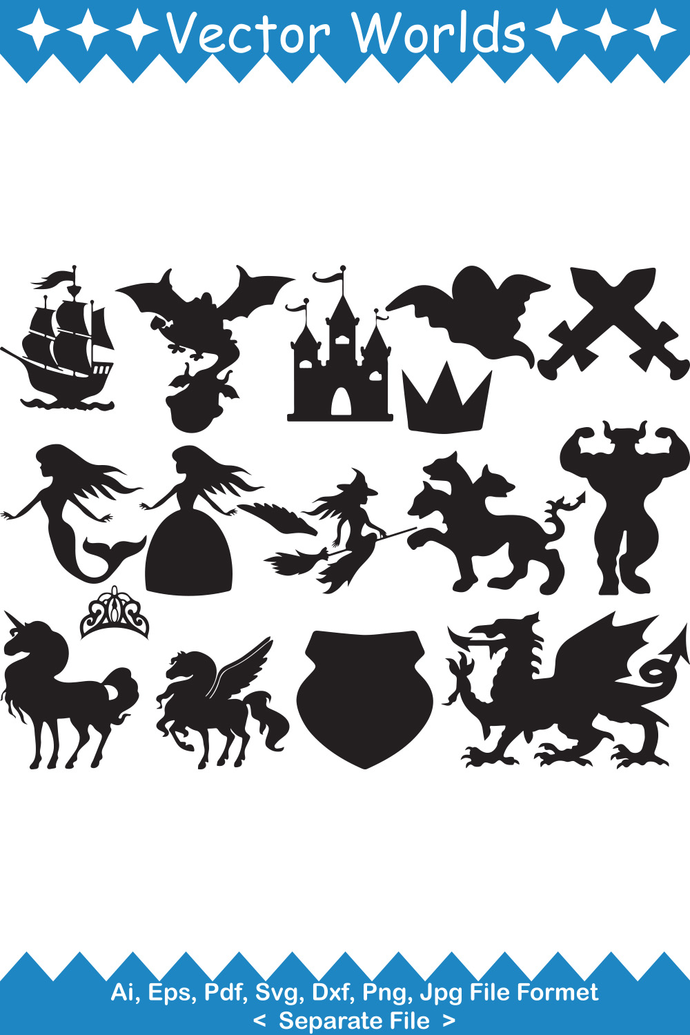 Mythical Creatures SVG Vector Design pinterest preview image.