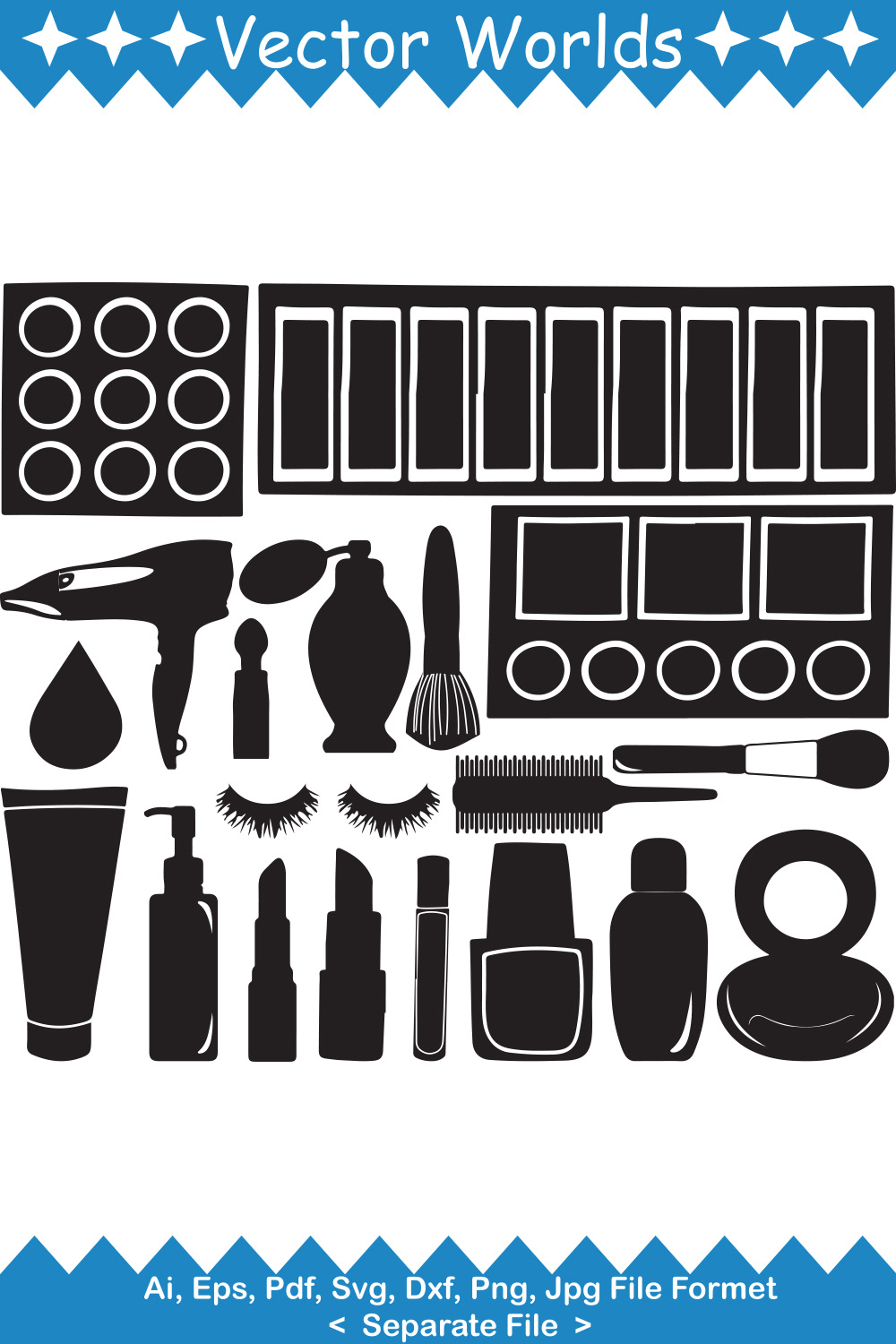 Makeup Tools SVG Vector Design pinterest preview image.