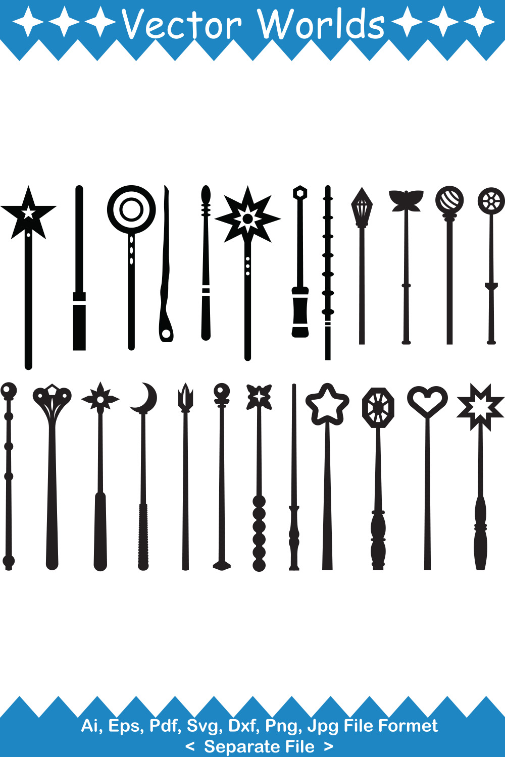 Magic Wand SVG Vector Design pinterest preview image.