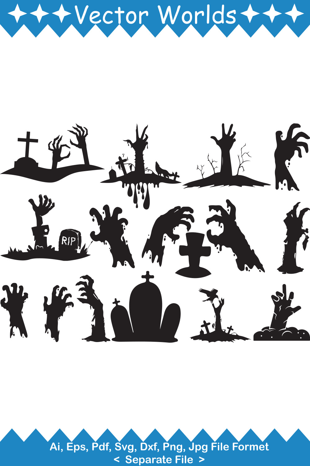 Hand Of The Grave SVG Vector Design pinterest preview image.