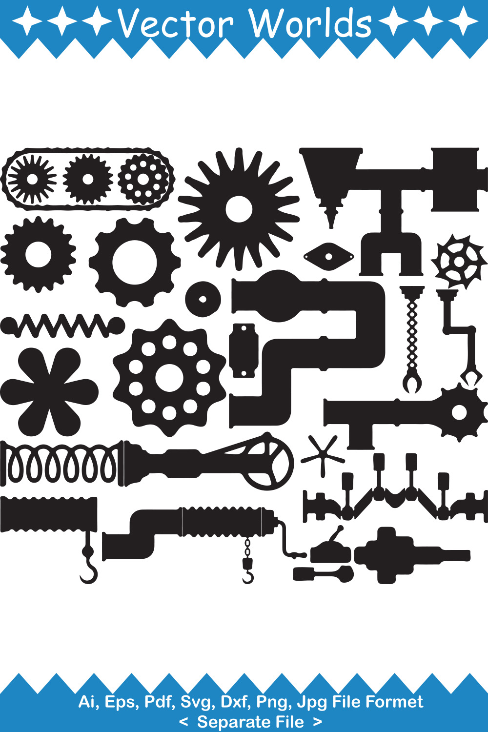 Machine Parts SVG Vector Design pinterest preview image.