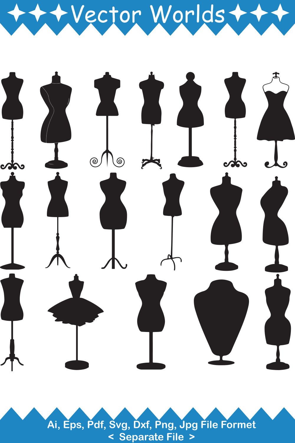 Mannequin SVG Vector Design pinterest preview image.