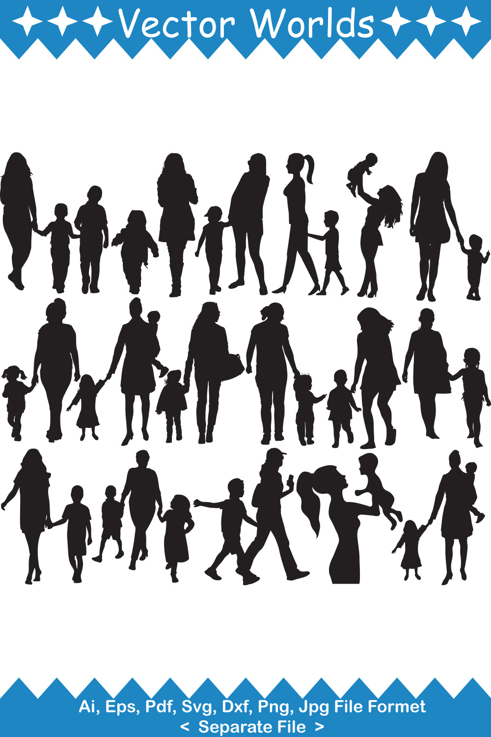 Mother With Kid SVG Vector Design pinterest preview image.