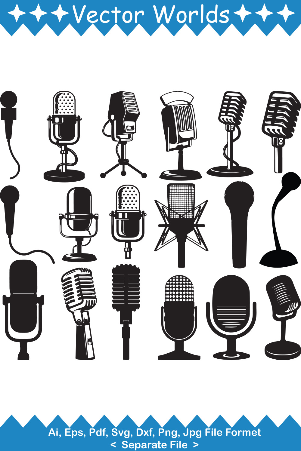 Microphone SVG Vector Design pinterest preview image.